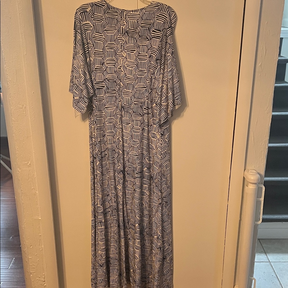 Chico's Blue and White Geometric Maxi Dress - Picture 2 of 4